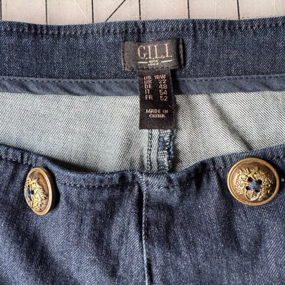 G.I.L.I. Nautical Wide Leg Mid Rise Denim Trousers US Size 18W, UK 22 - Picture 2 of 9